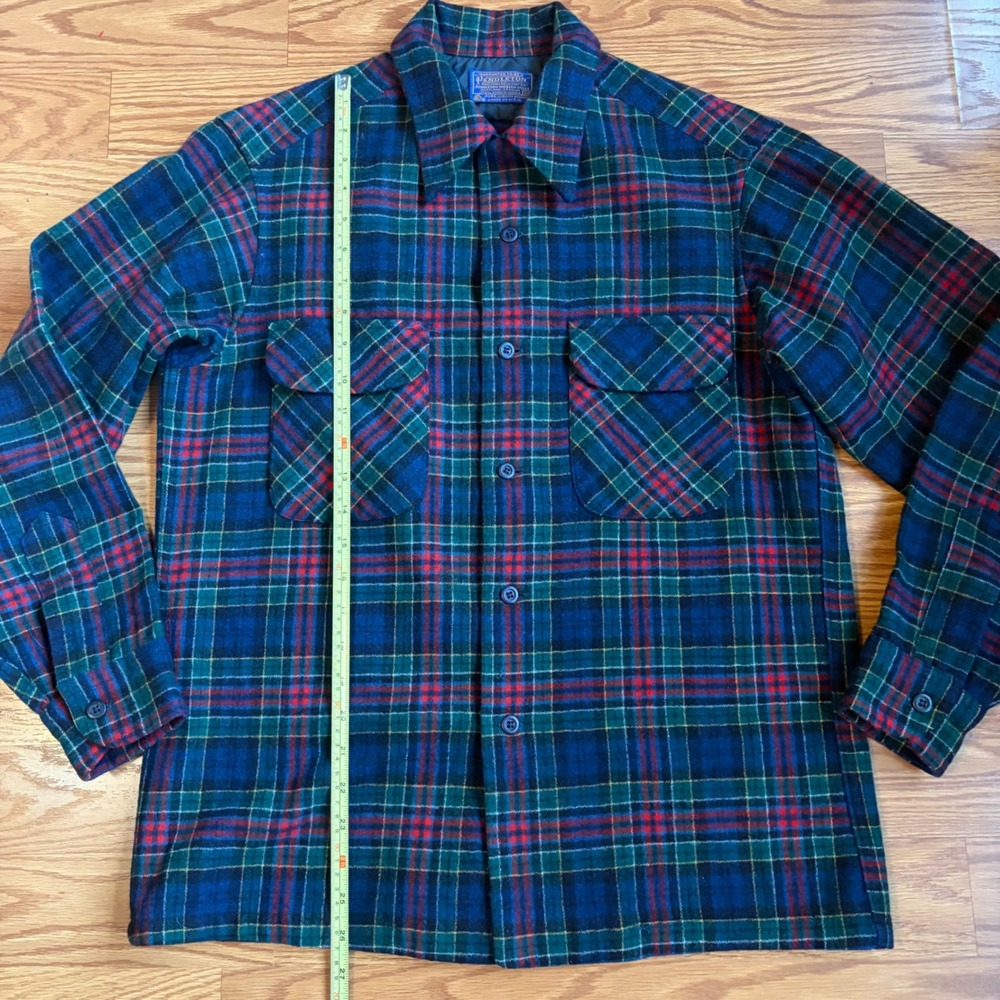 Vintage 70s/80s Pendleton Wool Field Shirt Men's M - Black Watch Tartan Plaid - Picture 5 of 9